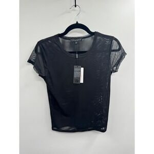 NWT Chaser Mesh Jersey 90's Baby T-Shirt Women Medium Black Short Sleeve Classic